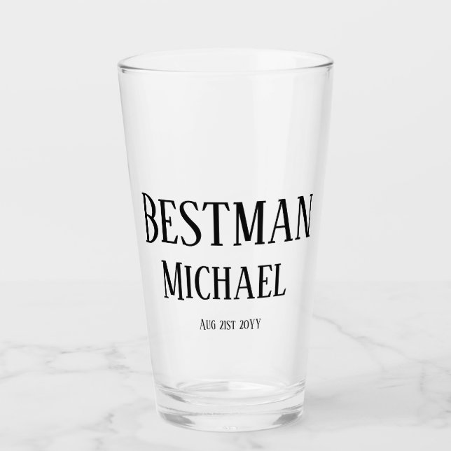 BUDGET Bestman Groomsman GIFTS Classic Black Glass (Front)