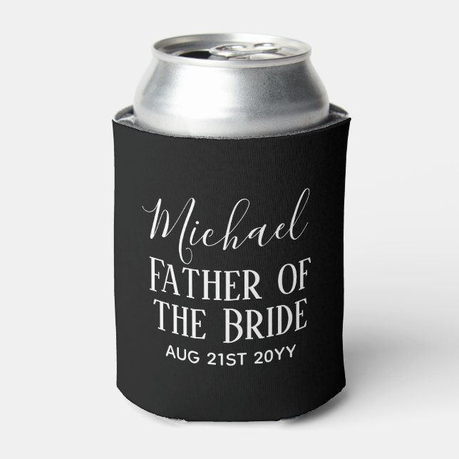 BUDGET Bestman Groomsmen Gifts Black White Can Cooler (Can Front)