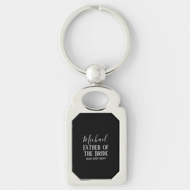 BUDGET Bestman Groomsmen Gifts Black White Key Ring (Front)