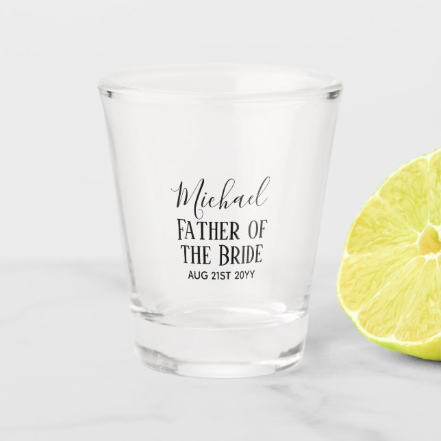 BUDGET Bestman Groomsmen Gifts Black White Shot Glass (Front)