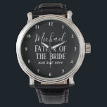 BUDGET Bestman Groomsmen Gifts Black White Watch<br><div class="desc">Add three lines of text to this modern bridal party gift.</div>
