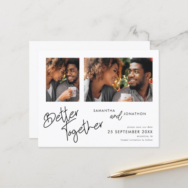 Budget Better Together 2 Photo Save The Date (Front/Back In Situ)