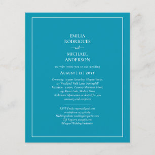 BUDGET Bilingual Bondi Blue Wedding Boda Invite Flyer