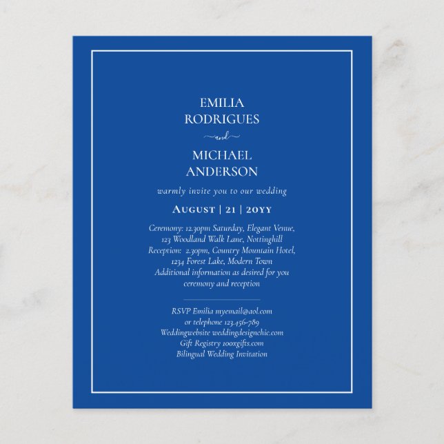 BUDGET Bilingual Wedding Text Both Sides Invite Fl Flyer (Front)