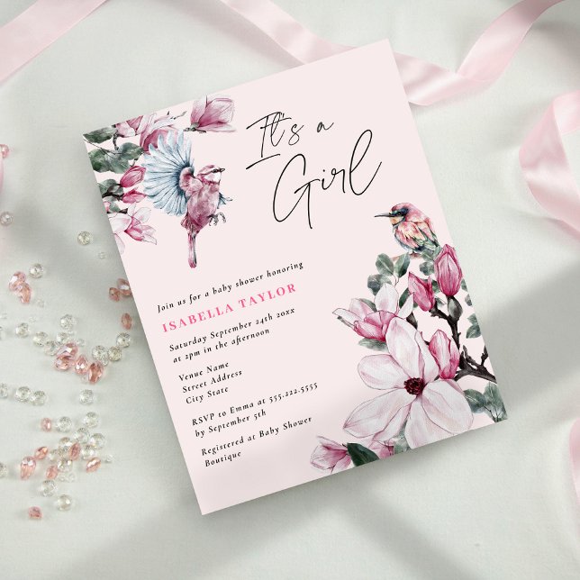 Budget Birds & Pink Floral Girl Baby Shower (Creator Uploaded)