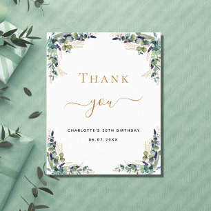 Budget birthday 50 eucalyptus thank you card