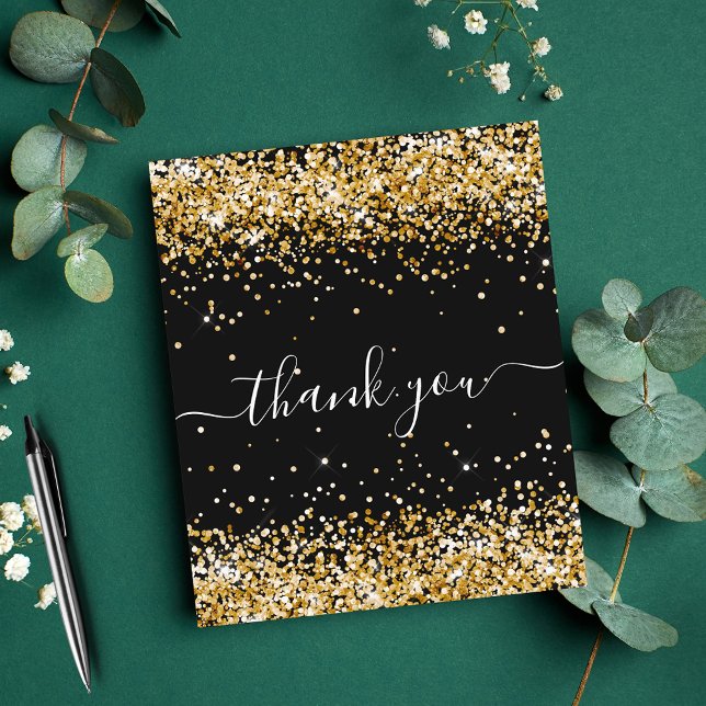 BUDGET Birthday black gold glitter thank you (Creator Uploaded)