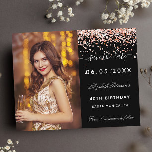 Budget birthday black rose photo Save the Date