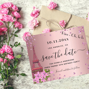 Budget birthday blush pink paris save the date