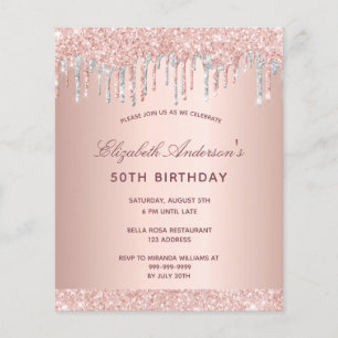 Budget birthday blush rose gold glitter silver