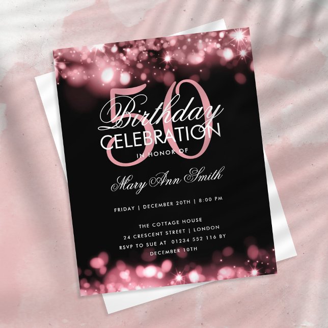 Budget Birthday Elegant Rose Gold Glam Lights Flyer (Creator Uploaded)