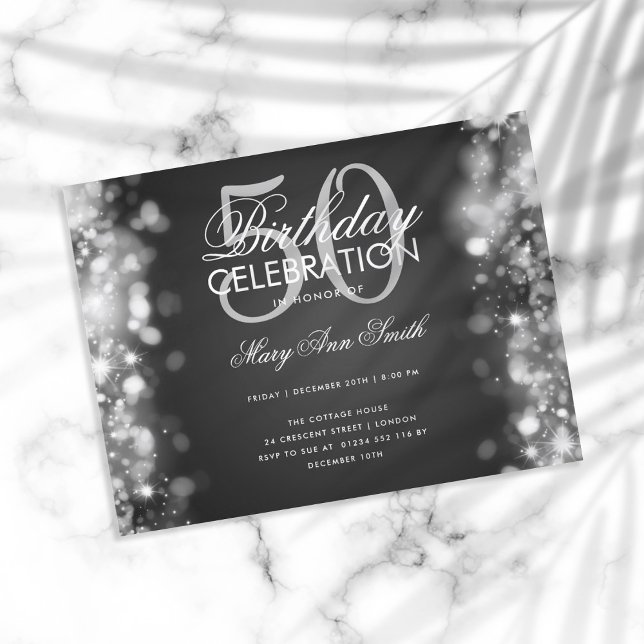 Budget Birthday Elegant Silver Lights Invite Postcard (Creator Uploaded)