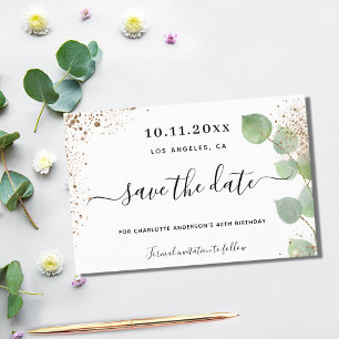 Budget birthday eucalyptus gold save the date