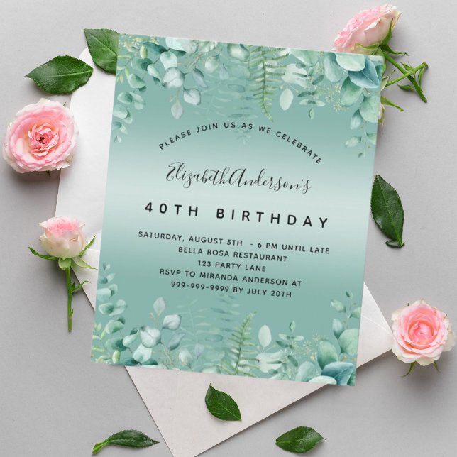Budget birthday eucalyptus greenery invitation (Creator Uploaded)