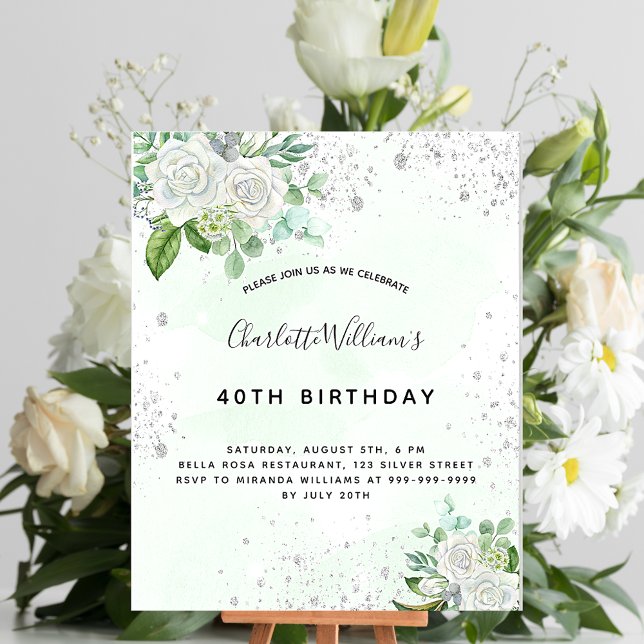 Budget birthday floral silver glitter greenery (Creator Uploaded)