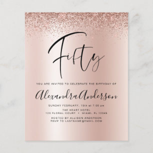 Budget Birthday Glitter Rose Gold Flyer