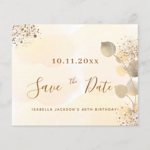Budget birthday gold eucalyptus fall save the date