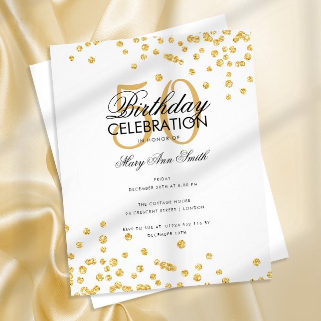 Budget Birthday Gold Glitter Confetti  Flyer (Creator Uploaded)