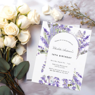 Budget birthday lavender floral invitation