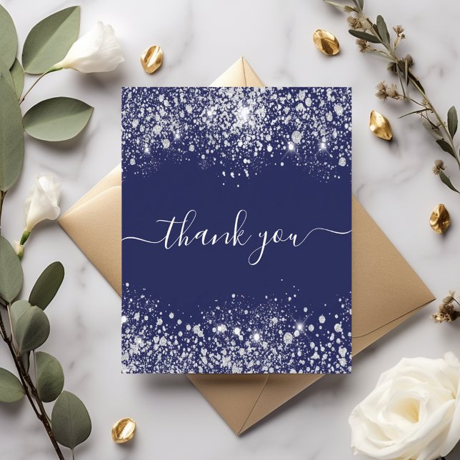 Budget birthday navy blue glitter dust thank you (Creator Uploaded)