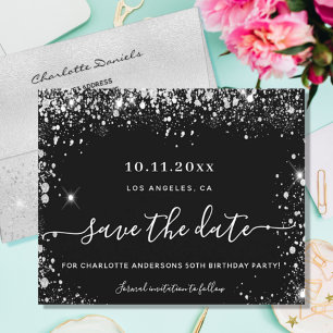 Budget birthday party black silver save the date