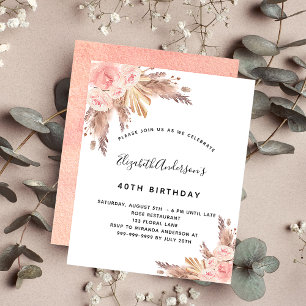 Budget Birthday party boho pampas grass rose gold
