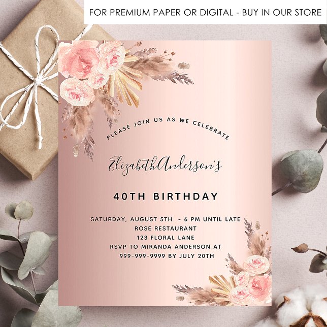Budget Birthday party boho pampas grass rose gold (Creator Uploaded)