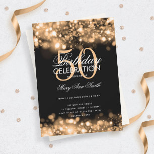 Budget Birthday Party Elegant Gold Glam Lights Invitation