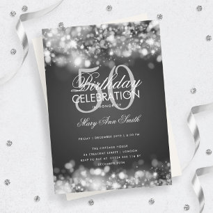 Budget Birthday Party Elegant Silver Lights Invitation
