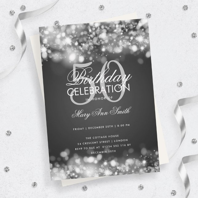 Budget Birthday Party Elegant Silver Lights Invitation (Creator Uploaded)