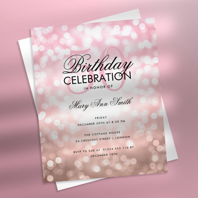 Budget Birthday Party Rose Gold Sparkle Lights Flyer (Creator Uploaded)