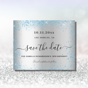 Budget birthday party silver blue save the date