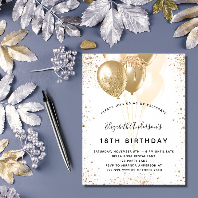 Budget birthday party white gold glitter balloons (Creator Uploaded)