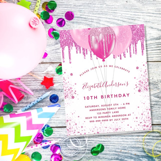 Budget birthday pink white girl invitation (Creator Uploaded)