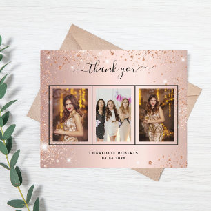 Budget birthday rose blush glitter photo thank you