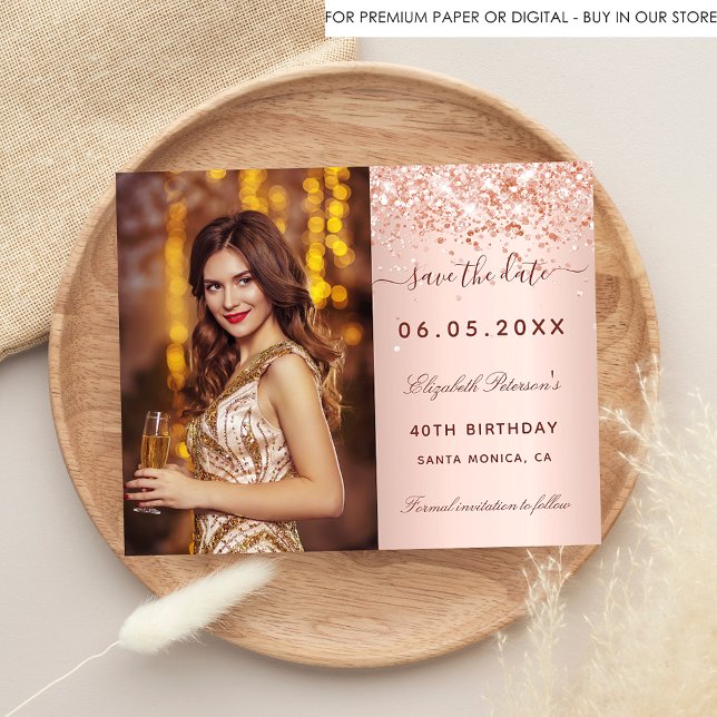 Budget birthday rose blush photo Save the Date (Creator Uploaded)