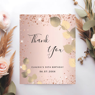 Budget birthday rose eucalyptus thank you card