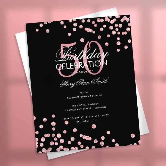 Budget Birthday Rose Gold Glitter Black Flyer (Creator Uploaded)