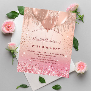 Budget birthday rose gold pink glitter balloons