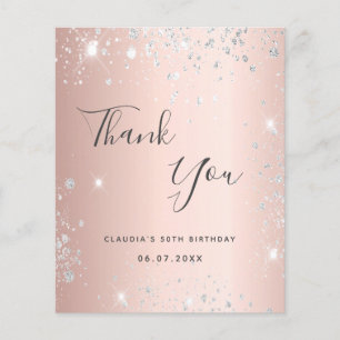 Budget birthday rose gold silver glitter thank you