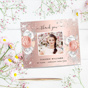 Budget birthday rose gold silver photo thank you