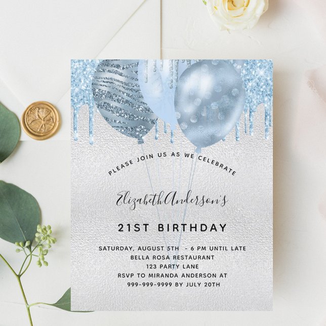 Budget birthday silver blue balloons (Creator Uploaded)