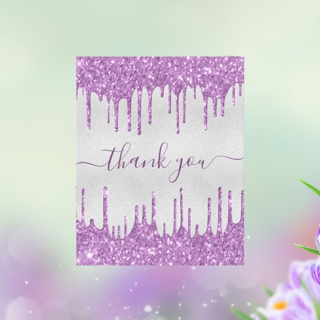 BUDGET Birthday silver purple glitter  thank you (Creator Uploaded)