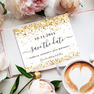 Budget birthday white gold save the date