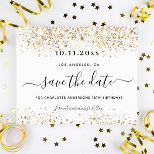 Budget birthday white gold save the date
