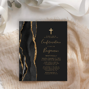 Budget Black Agate Gold Confirmation Invitation