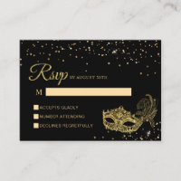 BUDGET Black and Gold Glitter Masquerade Rsvp