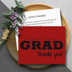 Budget Black and Red Thank You Note