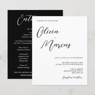 Budget Black and white Chic Script Wedding Party