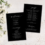 Budget black and white elegant wedding program<br><div class="desc">Modern simple minimalist typography trendy black ceremony and party BUDGET affordable wedding program template featuring a chic trendy calligraphy script.              Easy to personalise with your custom text on both sides!</div>